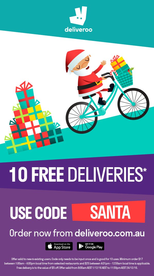 Deliveroo are offering 10 free Etto deliveries between now and the 24th. Get on it! #hohoho