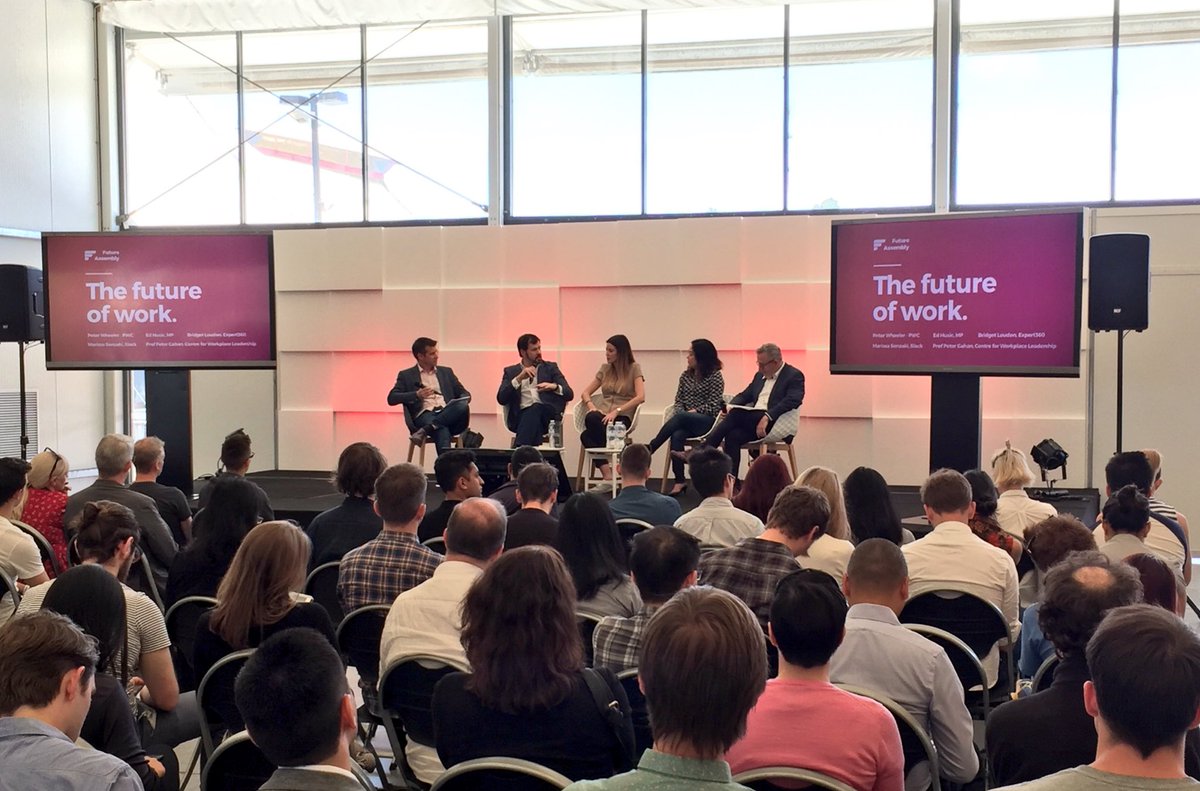 MYOB's tweet image. Peter Wheeler, Ed Husic, Bridget London, Marissa Senzaki &amp;amp; Peter Gahan talking the #futureofwork here at #futureassembly