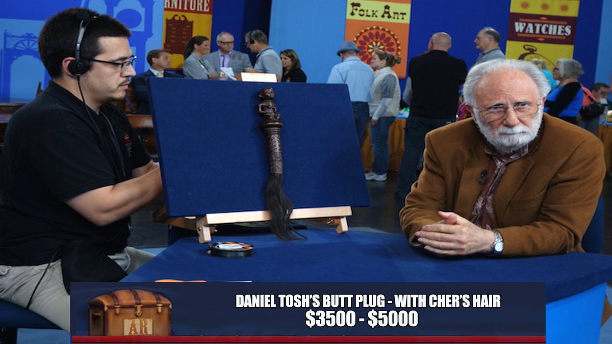 RoadAntique's tweet photo. One viewer was too embarrassed to be pictured with @danieltosh butt plug with @cher hair attached! https://t.co/DkayXEy9yu