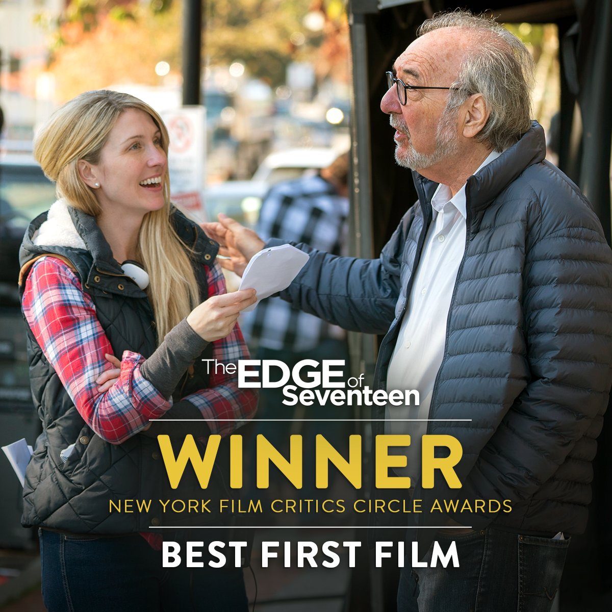 EdgeOf17's tweet photo. Congrats to #EdgeOf17 director/writer Kelly Fremon Craig on the #NYFCC win for Best First Film! https://t.co/RVM3pk42tg