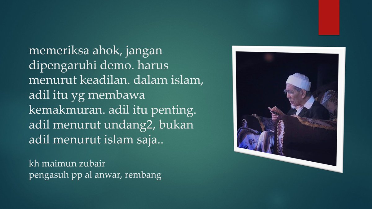 wejangan seorang ulama, yg meskipun di kursi roda, tetap berusaha berdiri untuk menyanyikan Indonesia Raya..