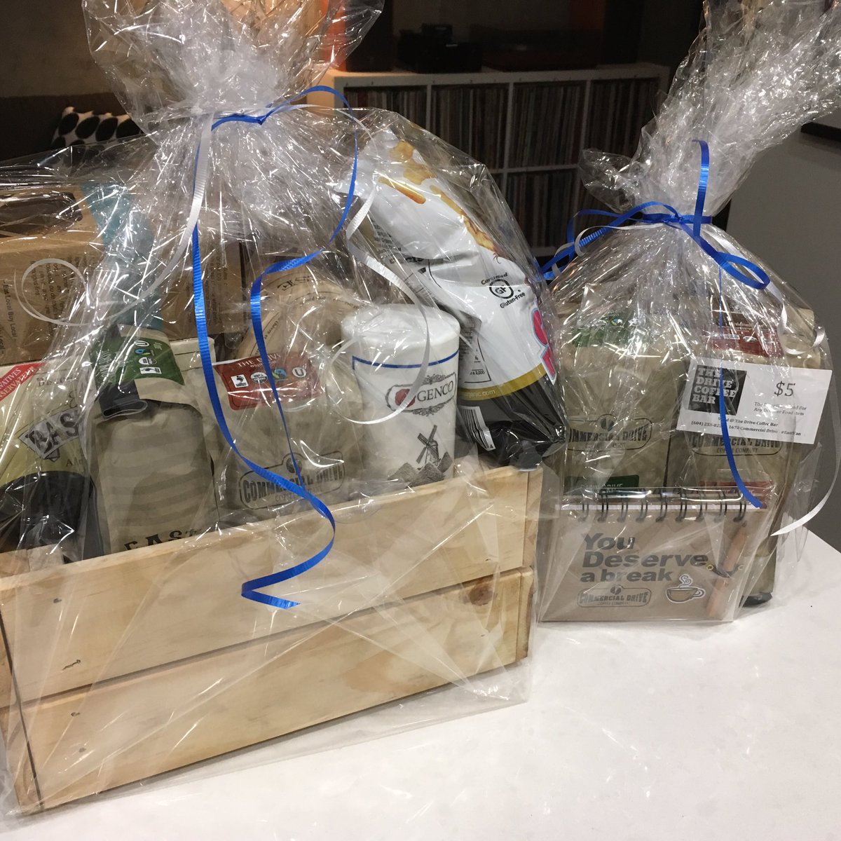 iceco666's tweet photo. Just picked up delicious looking gift baskets @TheDriveCoffee & @LGDFVancouver for #KeithmasVII @RickshawTheatre raffle! https://t.co/lgY2NQPlvn