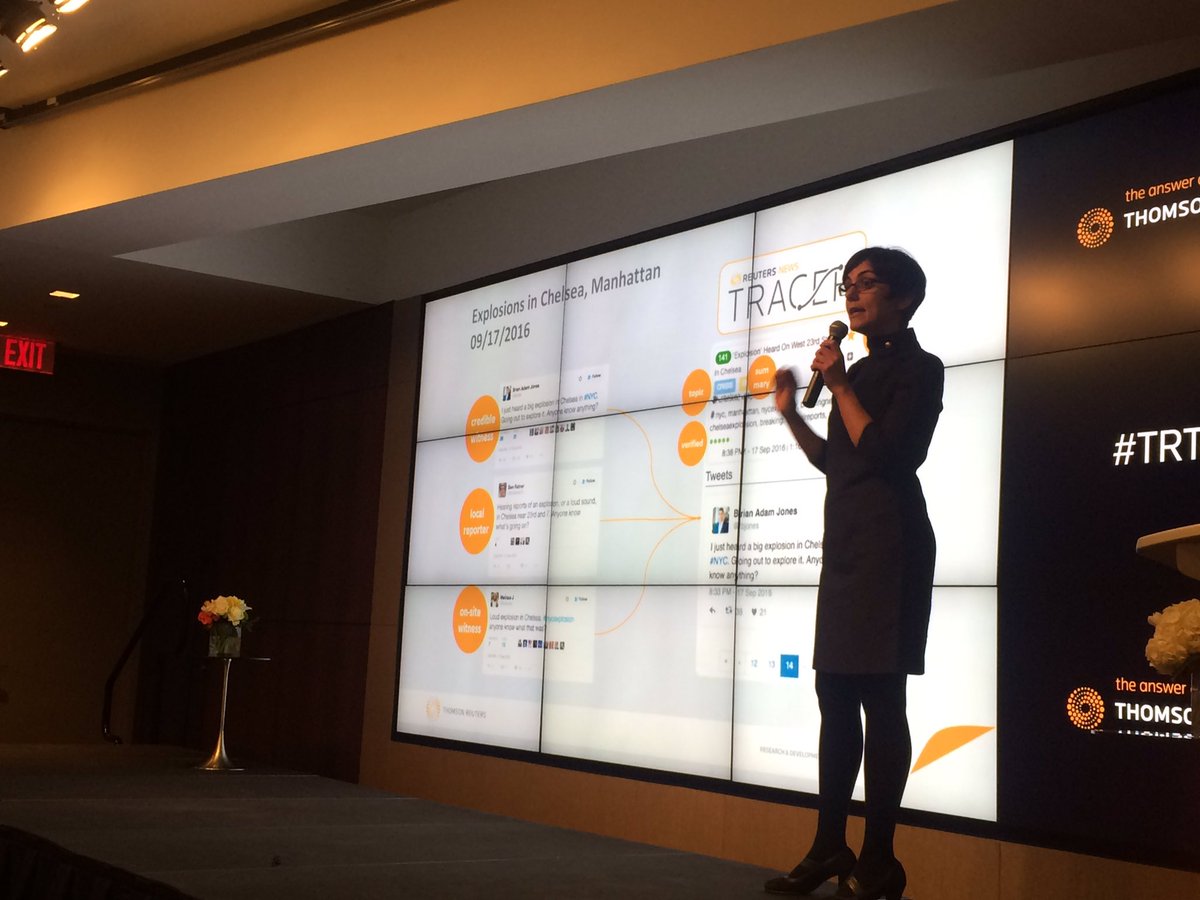 joycejshen's tweet photo. So proud of @thomsonreuters #applied #innovation #r&amp;d team on Tracer to sift #noise through #socialmedia for real #news in seconds #TRTech https://t.co/D8TByDxq2f