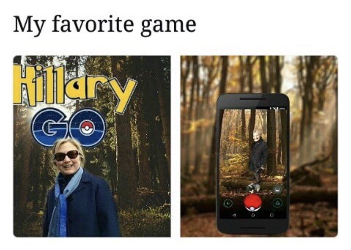 notorioussem's tweet photo. Gotta catch a Clinton. Mine too, @HillaryTheBOSS @HillaryClinton #pokemongotothepolls #stillwithher #Hinthewild #HRCinthewild @HRCintheWild https://t.co/I0VlYyVDpV
