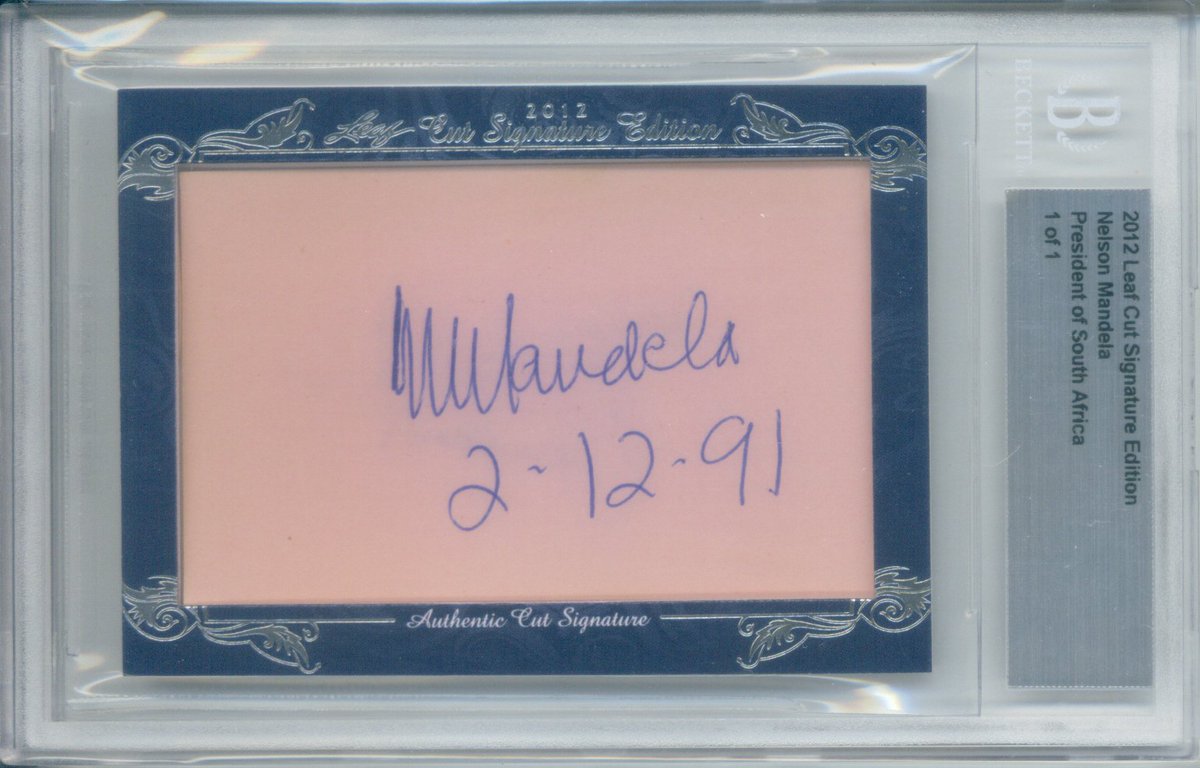 JandKStuff's tweet photo. Pulled this 2016 @Leaf_Cards Nelson Mandela Cut Signature! #collect #thehobby We also pulled the 2012! https://t.co/63lkC87b5e