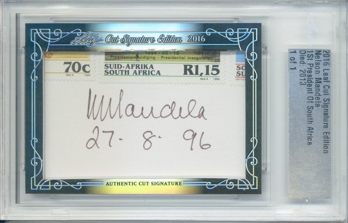 JandKStuff's tweet photo. Pulled this 2016 @Leaf_Cards Nelson Mandela Cut Signature! #collect #thehobby We also pulled the 2012! https://t.co/63lkC87b5e