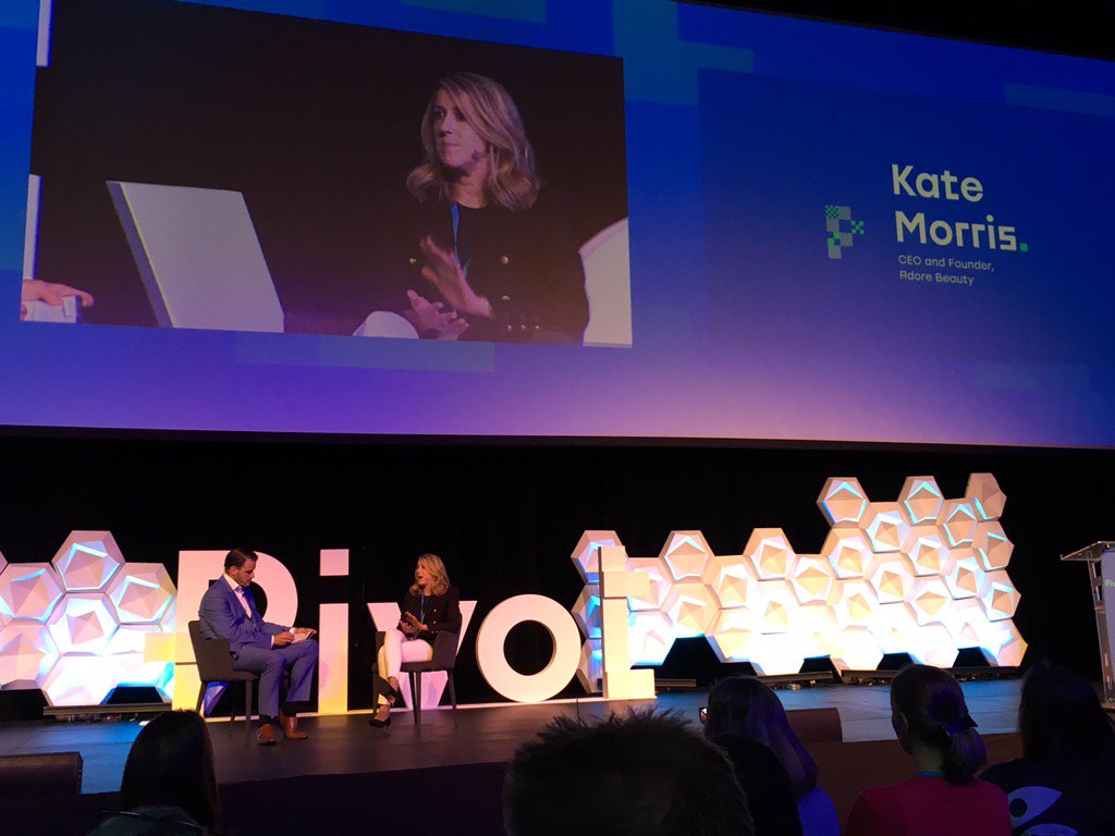 MichaelCaveSH's tweet photo. Kate Morris from Adore Beauty: we've grown 460% in the past three years. Startup power! #pivotsummit2016 https://t.co/6M6pdabMx9