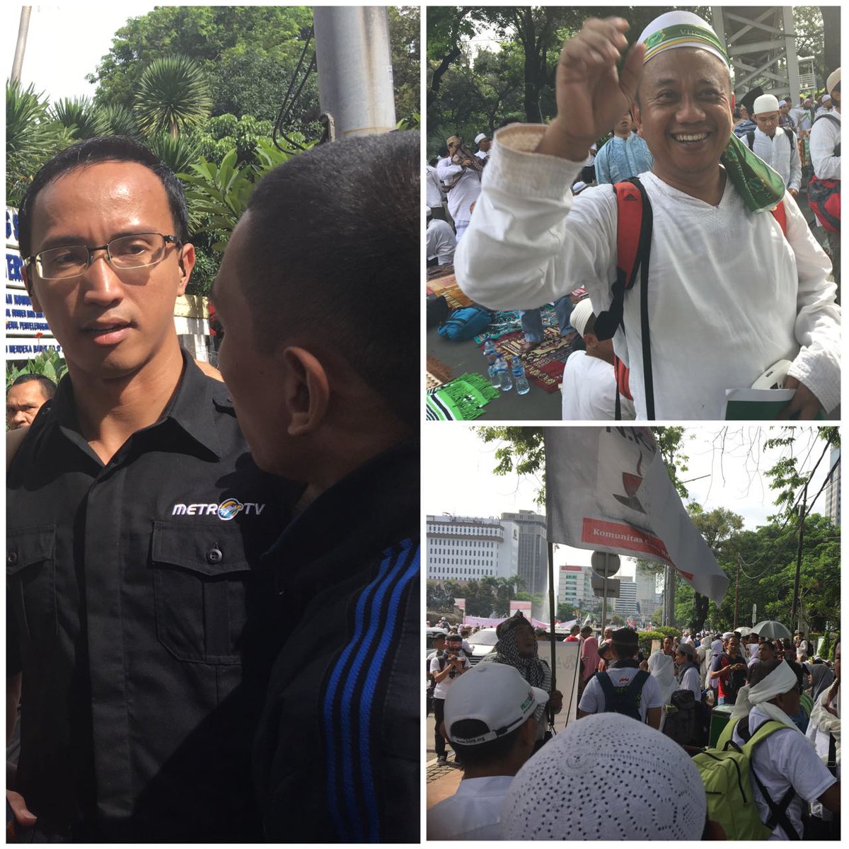hidcom's tweet photo. Wartawan Metro TV diusir oleh peserta dinilai tidak punya keberpihakan dalam kasus Ahok. Bersabarlah, dan berlakulah baik #SuperDamai212 https://t.co/uUKUDwnaXz