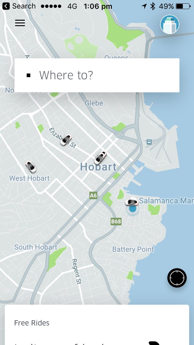 Yay! #Uber is in Hobart.