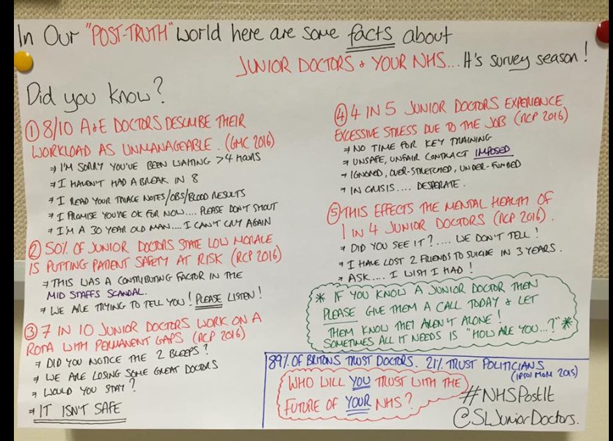 DrTimothyEden's tweet photo. Seeing posts like this always spark my concern for my future career and everyone's future #NHS #RCPSurvey #juniordoctors #burnout #nhspostit https://t.co/SFshv7LZ3P