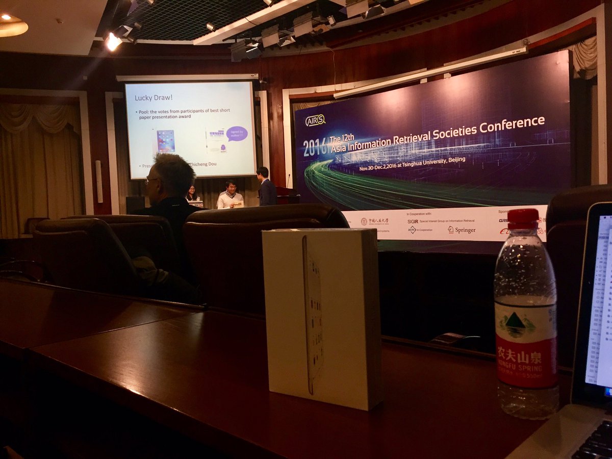 maliannejadi's tweet photo. I was the lucky one to win the iPad Mini 4 at #AIRS2016 lucky draw! Thanks to organizers for the great conference. https://t.co/ZeClPzqUUm