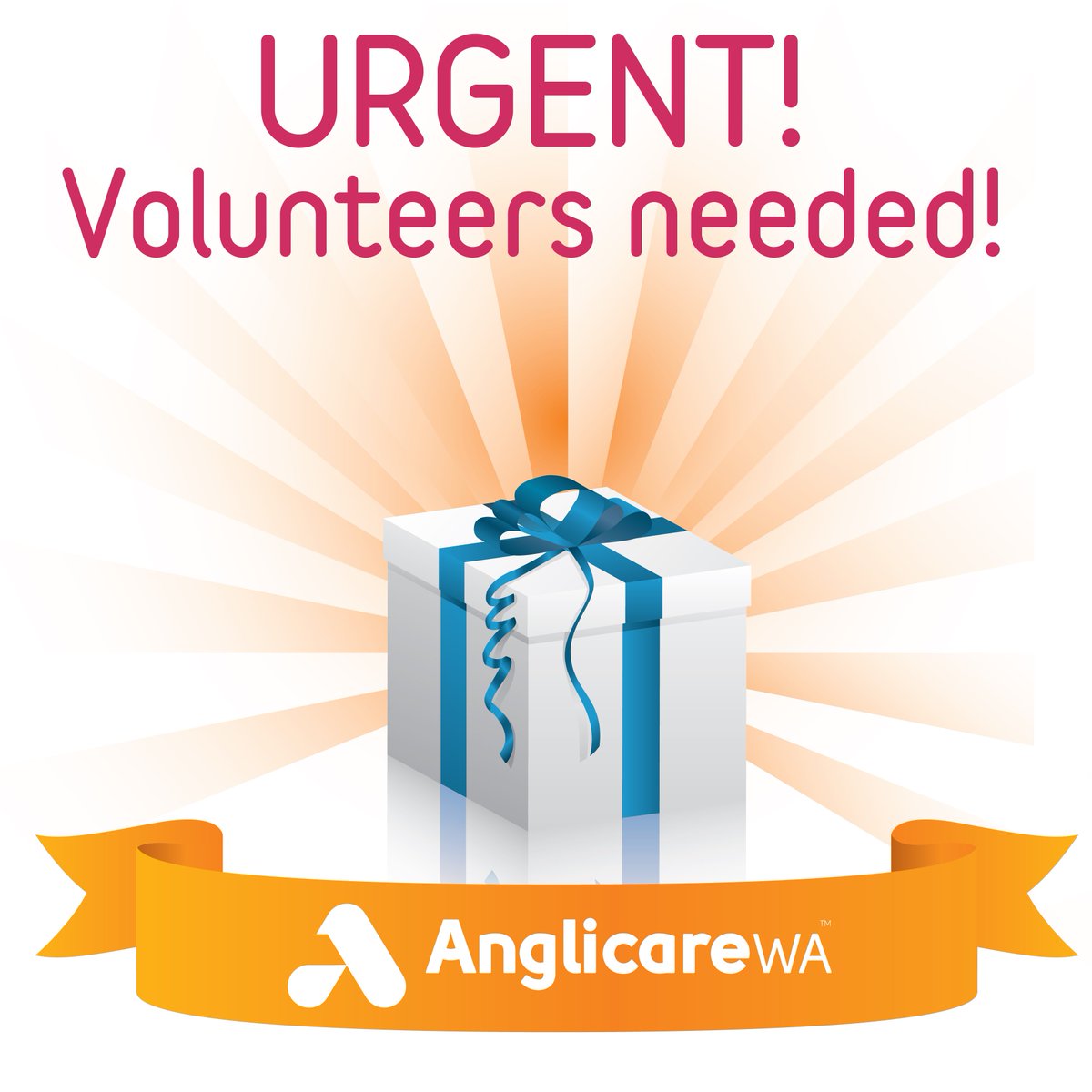 AnglicareWA's tweet photo. URGENT volunteers needed. Assist our #ChristmasAppeal, variety of roles, 2- 4 hrs, Xmas wrapping etc. Call Kelsey 9263 2077 #WishGiver https://t.co/vJDcl14D1B