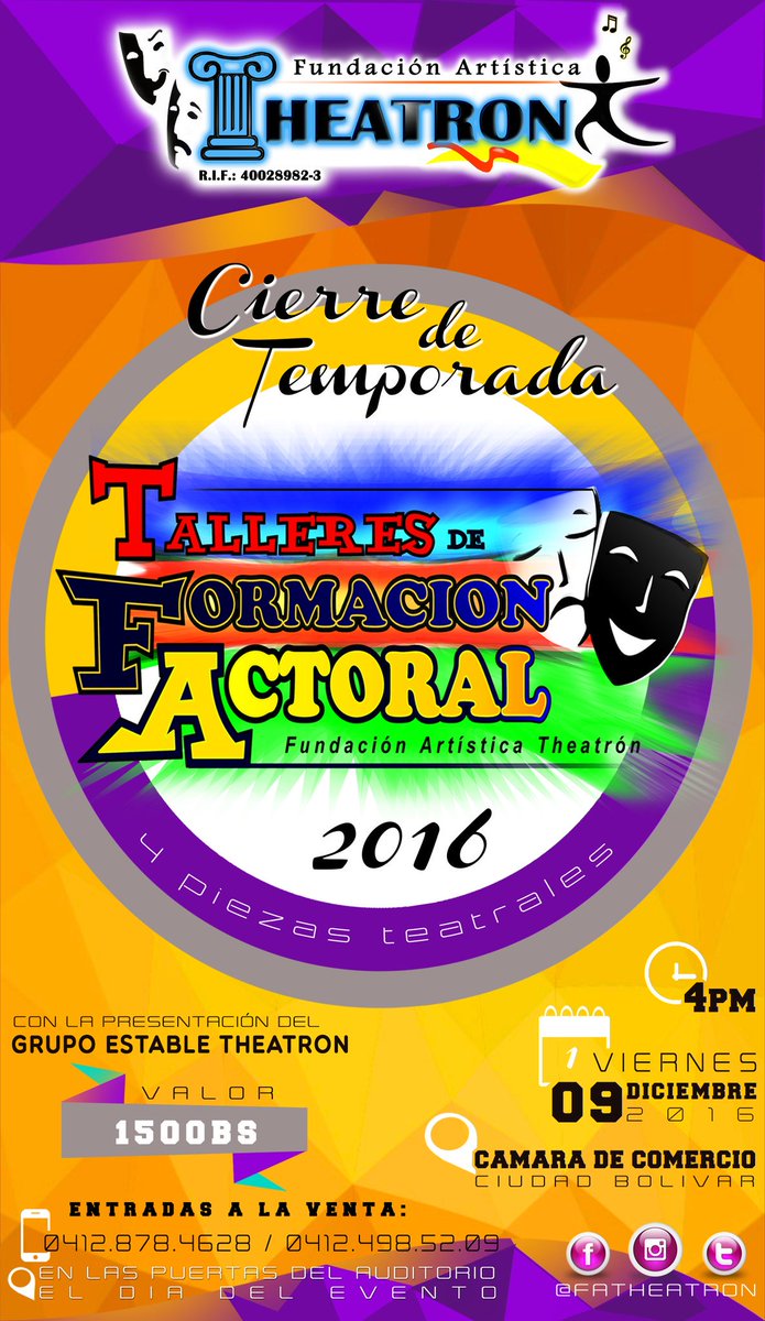 FATheatron's tweet photo. @EsBolivar @999CapitalFM @Onda1035FM @museojesussoto @BolivarCultural @CulturaBolivar TEATRO EN CIUDAD BOLIVA #9DIC https://t.co/13HZgCyaxt