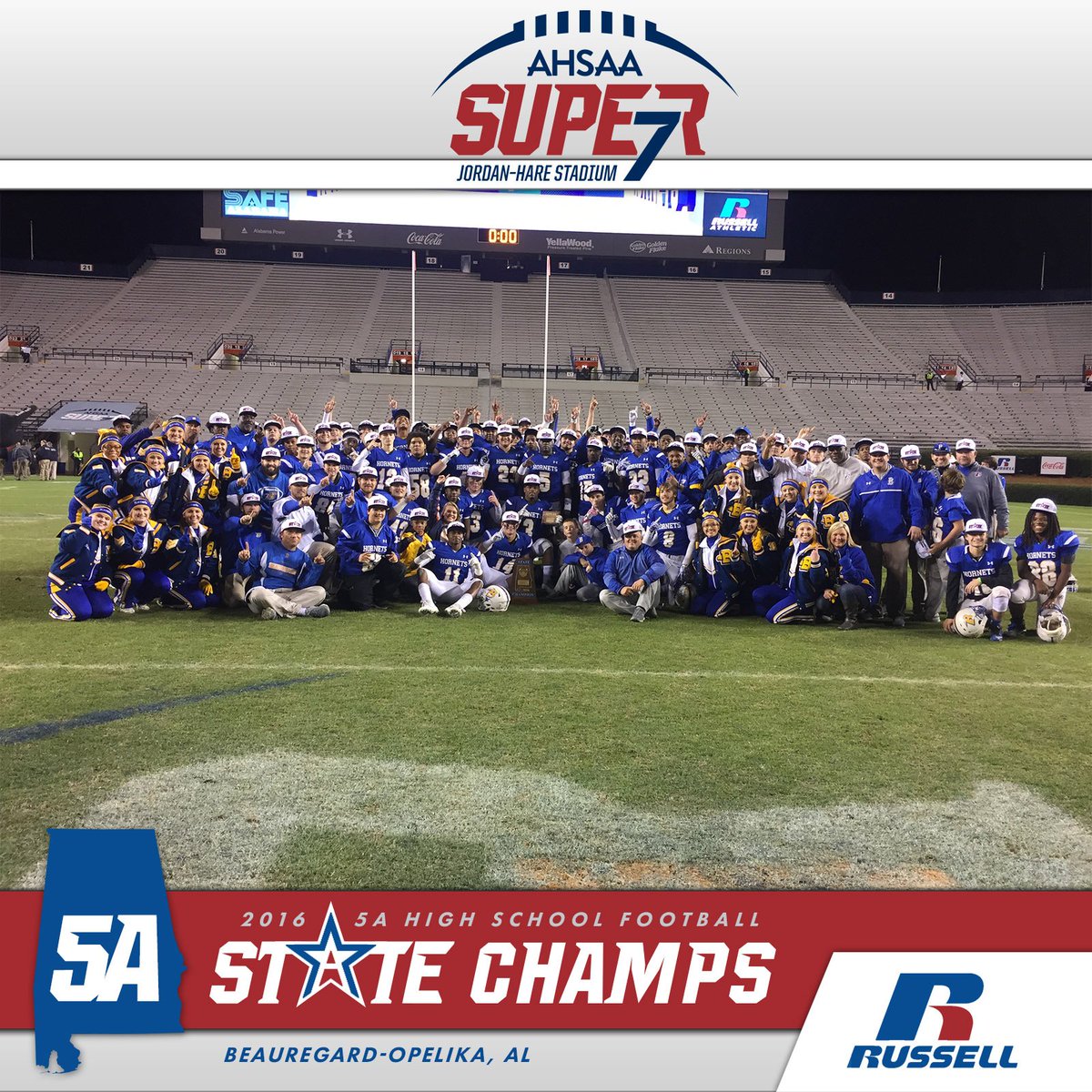 AHSAA_football's tweet photo. Presenting your @RussellAthletic State Champs, Beauregard! Congratulations on a record-breaking season! @TheGardFootball #StateYourClaim https://t.co/x1IME7rAZt