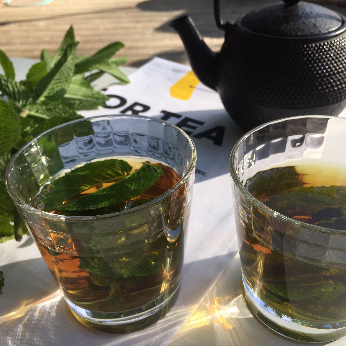 Afternoon tea on the deck. #mint #tea #refreshing #teatowel #handcrafted #kitchenware #castlemaine #unique #christmas #gifts