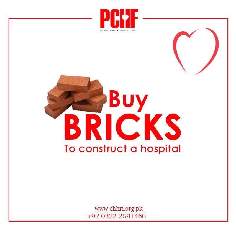 CHDHospital's tweet photo. #BuyBricks To construct Pakistan's 1st Children Heart Hospital #Donate #FundRaising #CHD #ChildrensHospital #PCHF #JummaMubarak #RabiUlAwwal https://t.co/hd0FQGoNml
