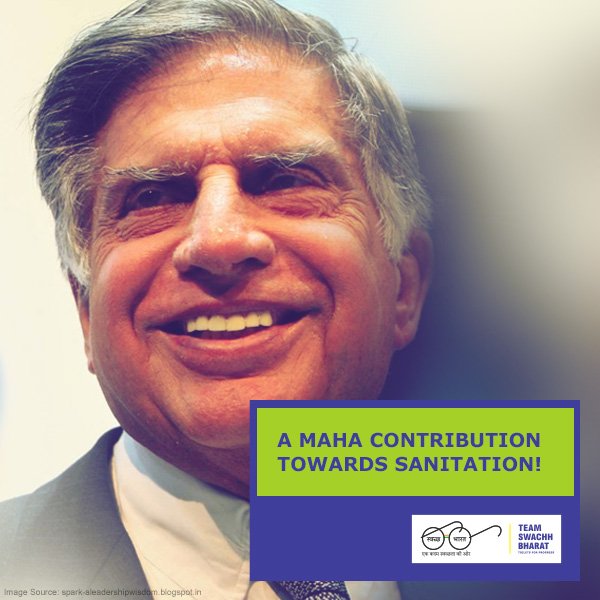 Ratan Tata pledged to donate Rs 300 crore for water and sanitation in Maharashtra on the behalf of Tata Trusts.
#ToiletsForProgress