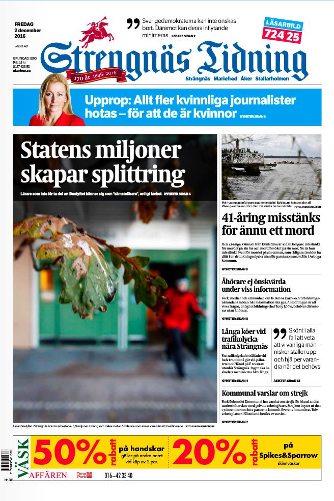 Strengnas's tweet photo. Ny dag, ny tidning. Här kan du läsa Strengnäs Tidning – dygnet runt. https://t.co/7BLdUzoYiU #Strangnas https://t.co/wZv3M6aeOD