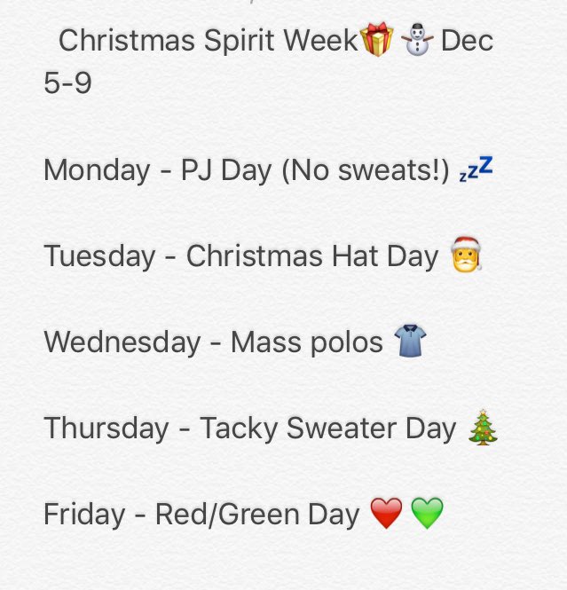 Get in the Christmas spirit by participating in our Christmas Spirit Week next week! #'tistheseason