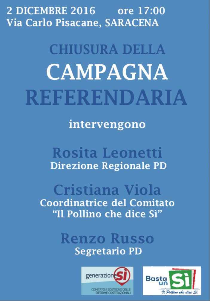 cristiana_viola's tweet photo. Stasera ci vediamo prima a #Saracena e poi a #Mormanno per la chiusura della campagna referendaria.

Vi aspetto :)

#bastaunsì https://t.co/9TXoDWHz3W