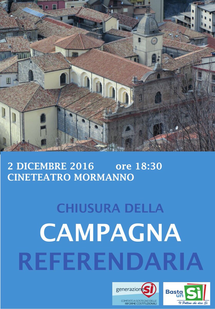 Stasera ci vediamo prima a #Saracena e poi a #Mormanno per la chiusura della campagna referendaria.

Vi aspetto :)

#bastaunsì
