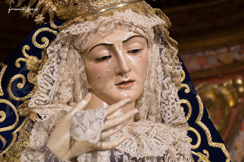 MiradyVed's tweet photo. La Santísima Virgen de los Dolores aparece en su altar vestida de azul y jacinto para el tiempo de Adviento #TDCofrade https://t.co/TfYiP6G9Q3