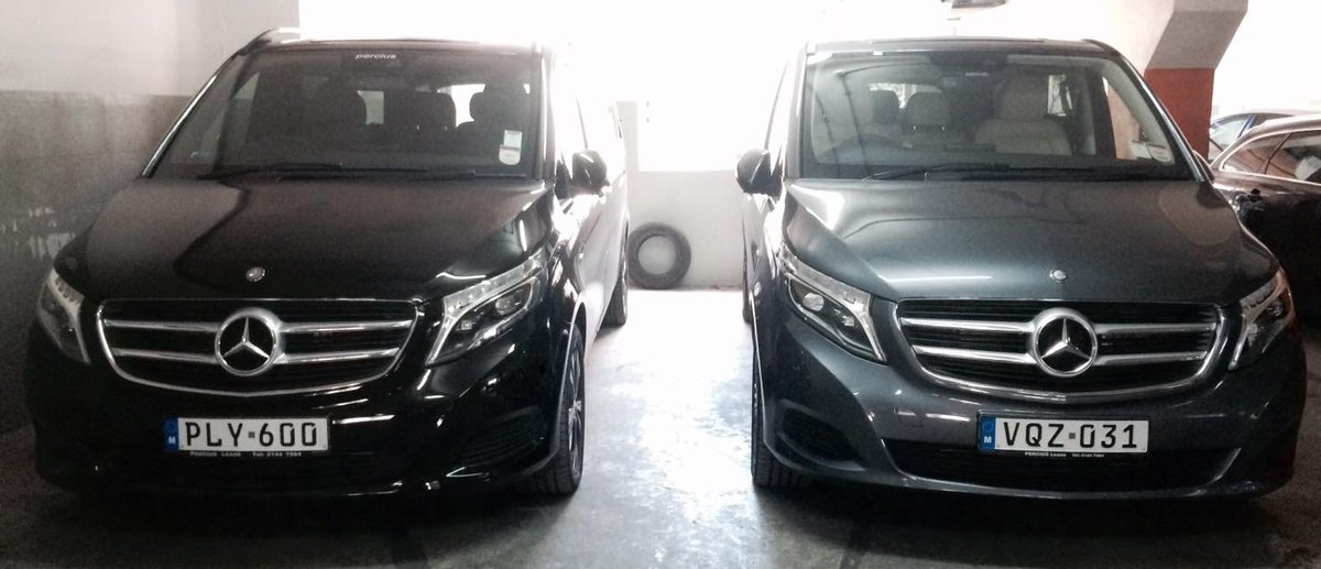 PerciusCarHire's tweet photo. Two #mercedesbenz #VClass, one #black, one #grey.... Which colour do you like best? Let us know 😉 https://t.co/qtYt5ij7YY