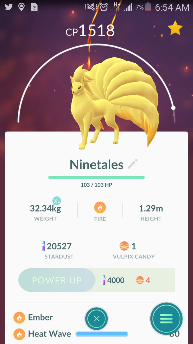 PkmnGoExcentriq's tweet photo. Just evolved this beauty #EvolutionOfTheDay #Ninetails #Pokemon #CatchOfTheDay #PokemonGO @PokemonGoApp #TeamInstinct #NewPokedexEntry https://t.co/vONTHwL6Ww