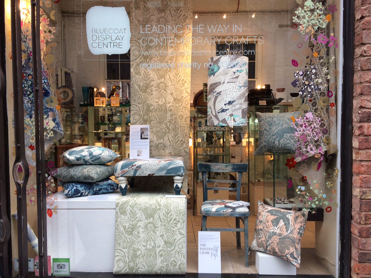 BluecoatDisplay's tweet image. Wonderful artist designed fabrics, wallpapers &amp;amp; cushions covers from @stjudes In the Window for December, 10% discount for our customers