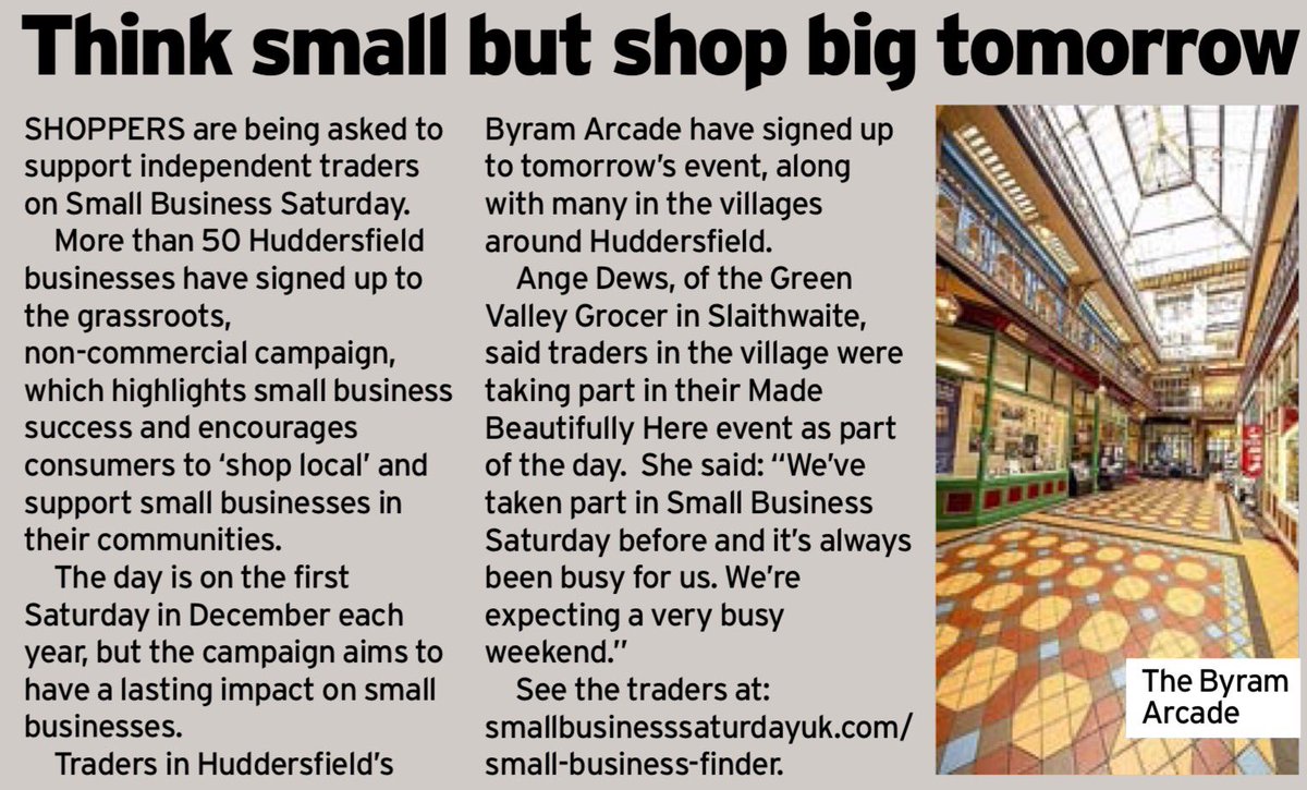 Jason McCartney (@jasonmccartney) on Twitter photo Fab feature on the <a href="/TheByramArcade/">The Byram Arcade</a> #Huddersfield & <a href="/MadeProperHere/">MadeBeautifullyHere</a> in #Slaithwaite ahead of #SmallBusinessSaturday tmrw @SmallBizSatUK Fab feature on the <a href="/TheByramArcade/">The Byram Arcade</a> #Huddersfield & <a href="/MadeProperHere/">MadeBeautifullyHere</a> in #Slaithwaite ahead of #SmallBusinessSaturday tmrw @SmallBizSatUK