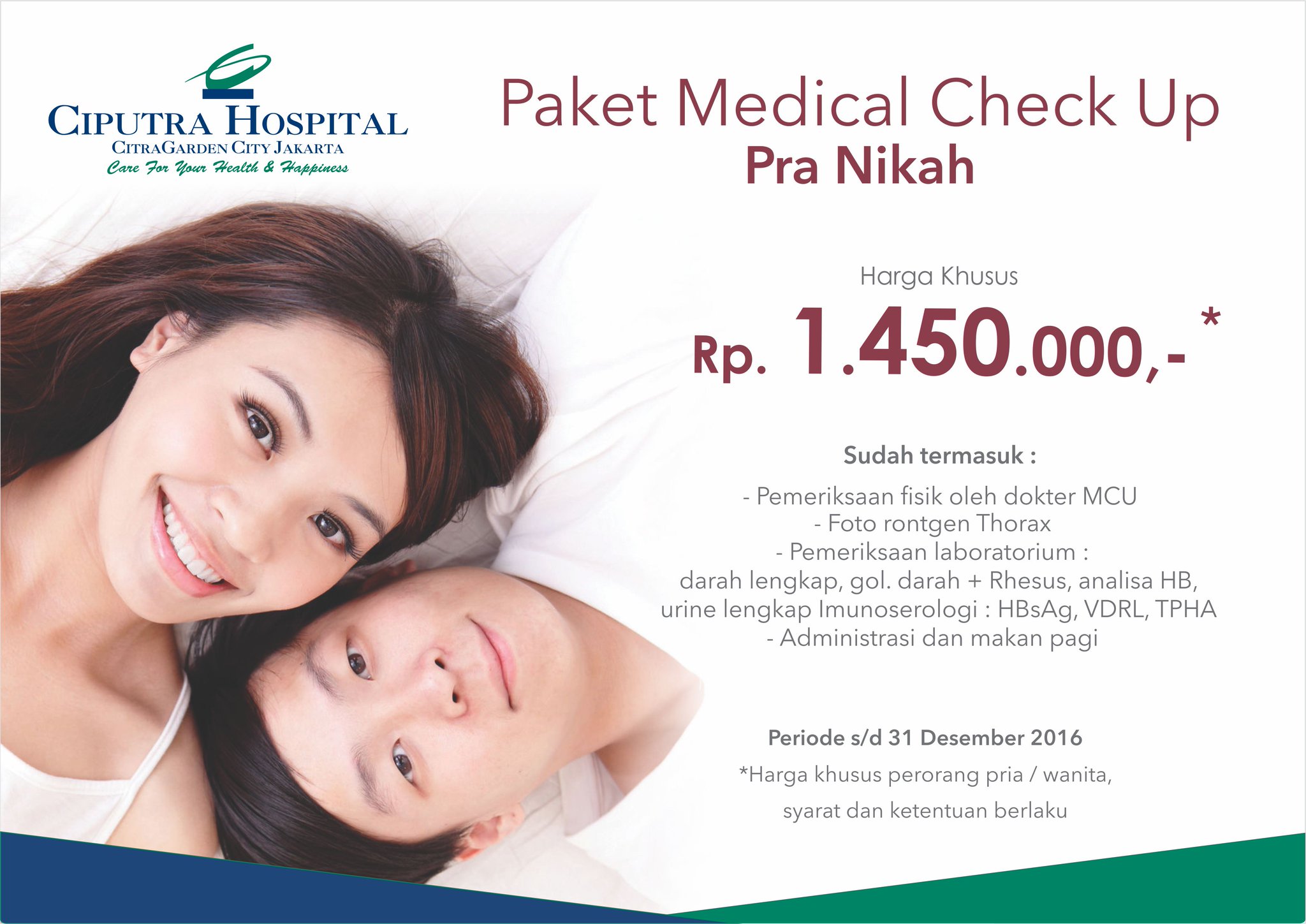 Ciputra Hospital Sur Twitter Bagi Pasangan Yang Ingin Menikah Kami Menyediakan Paket Medical Check Up Pra Nikah Dengan Harga Khusus Rp 1 450 000 Orang Mcu Chcgc S T Co 6b4ctkihtl