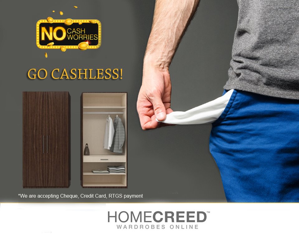 homecreed's tweet image. Tired over never-ending queues? Shop wardrobes with #HomeCreed. We accept Cheque, Credit Card &amp;amp; RTGS payments. #GoCashless #Demonetization