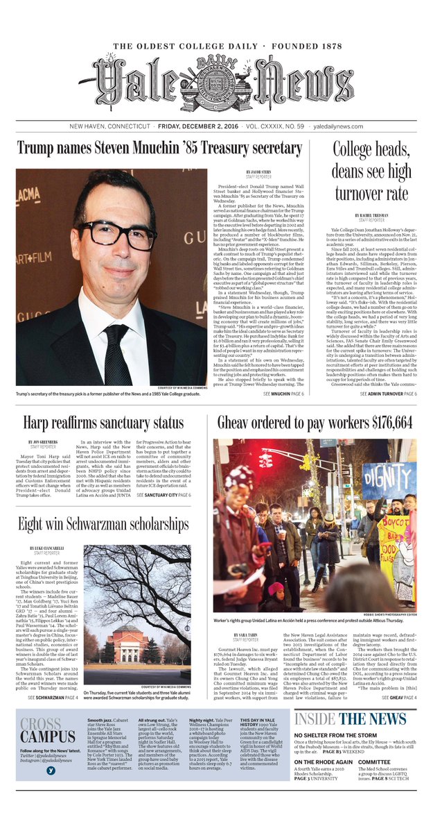 Yale Daily News On Twitter Preview Today S Front Page And Read On At Https T Co Jtgpf1wtzu