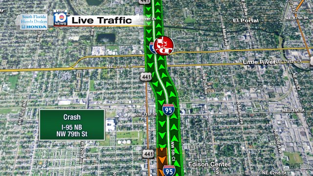 Crash on I-95 NB at NW 79th St #traffic https://t.co/bsaSdyqJKI