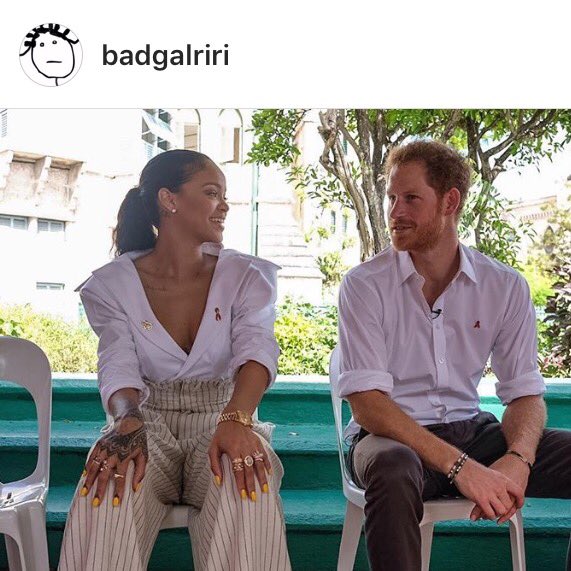 Rashtagmedia's tweet photo. INSTA 📸 #Rihanna et le Prince Harry : ils vont bien ensemble non ? #PrincessRiri #Rashtag 🐾@rihanna https://t.co/rw9ZfCWfAs