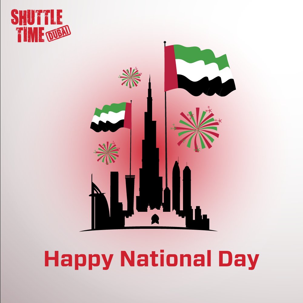ShuttletimeDxb's tweet photo. Today we are proud to celebrate the UAE's 45th National Day. #UAENationalDay #UAE #45NationalDay #Dubai https://t.co/yvFf57Zyd7