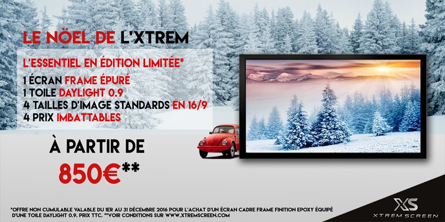 Xtrem Screen (@xtremscreen) on Twitter photo Votre écran <a href="/XtremScreen/">Xtrem Screen</a> à partir de 850€ pendant le Noël de l'XTREM!
>> xtremscreen.com/noel
#HomeCinema #film #movie #HDR #projection Votre écran <a href="/XtremScreen/">Xtrem Screen</a> à partir de 850€ pendant le Noël de l'XTREM!
>> xtremscreen.com/noel
#HomeCinema #film #movie #HDR #projection