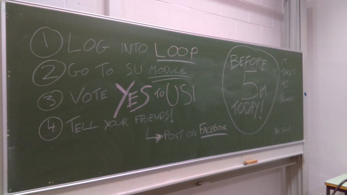 DCUSUYesToUSI's tweet photo. Don't forget - log into Loop and vote #YesToUSI before 5pm today - be sound 👌 #DCUtv24 #dcu https://t.co/SSV7sZaBlg