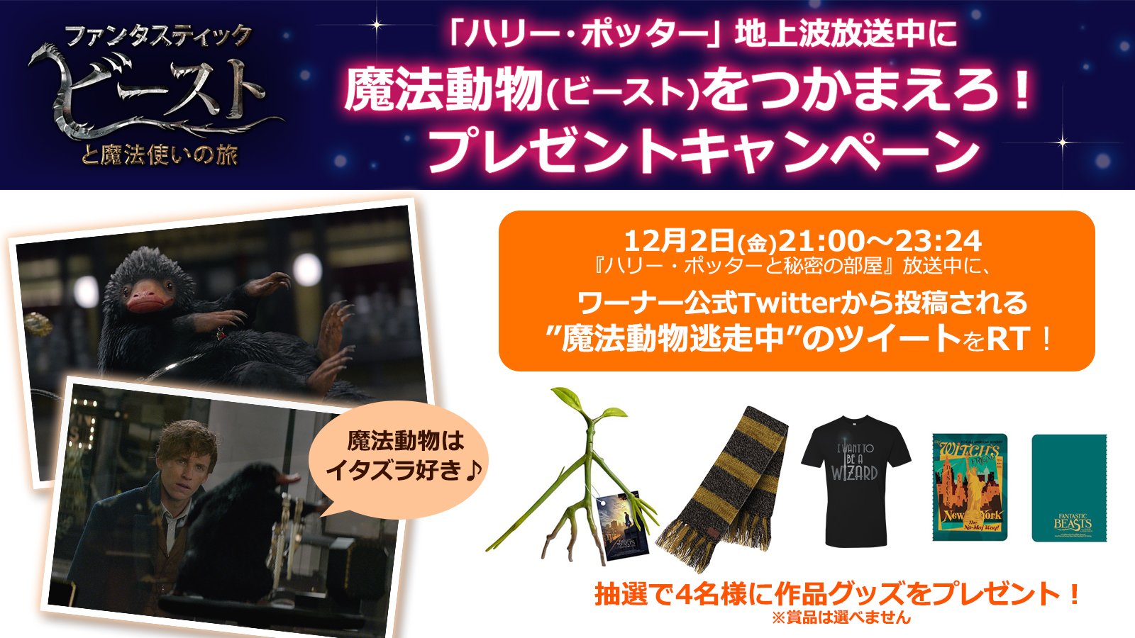 ワーナー ブラザース ジャパン ハリポタ 放送連動プレゼント 今週もやります 当アカをフォローし本日21時 日テレ 金曜ロードshow ハリポタ 放送時間内に投稿される 魔法動物逃走中ツイート をrtし 逃げ出した魔法動物 ビースト たちを ワーナー ブラザース ジャパン ハリポタ 放送連動プレゼント 今週もやります 当アカをフォローし本日21時 日テレ 金曜ロードshow ハリポタ 放送時間内に投稿される 魔法動物逃走中ツイート をrtし 逃げ出した魔法動物 ビースト たちを