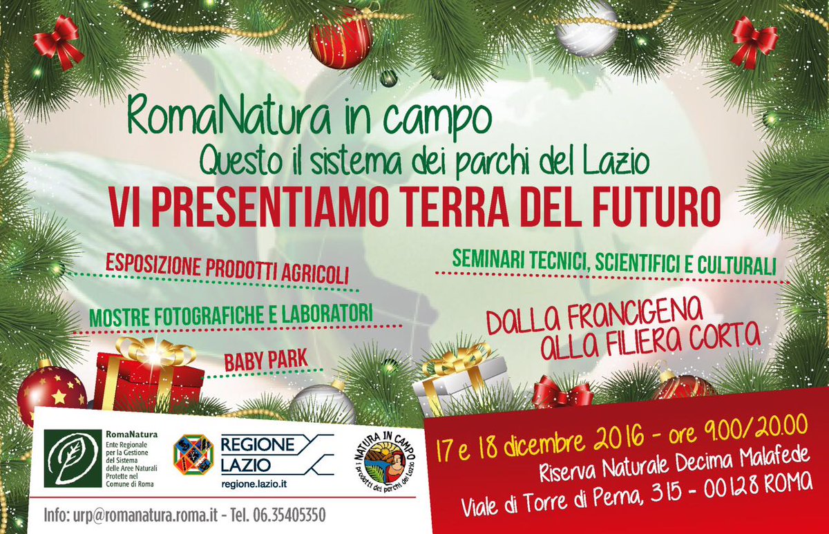 EnteRomaNatura's tweet photo. #SaveTheDate 17/18 dicembre 2016 #cosafare #Lazio Riserva Naturale di Decima Malafede #danonperdere https://t.co/4lNtuMhJYg