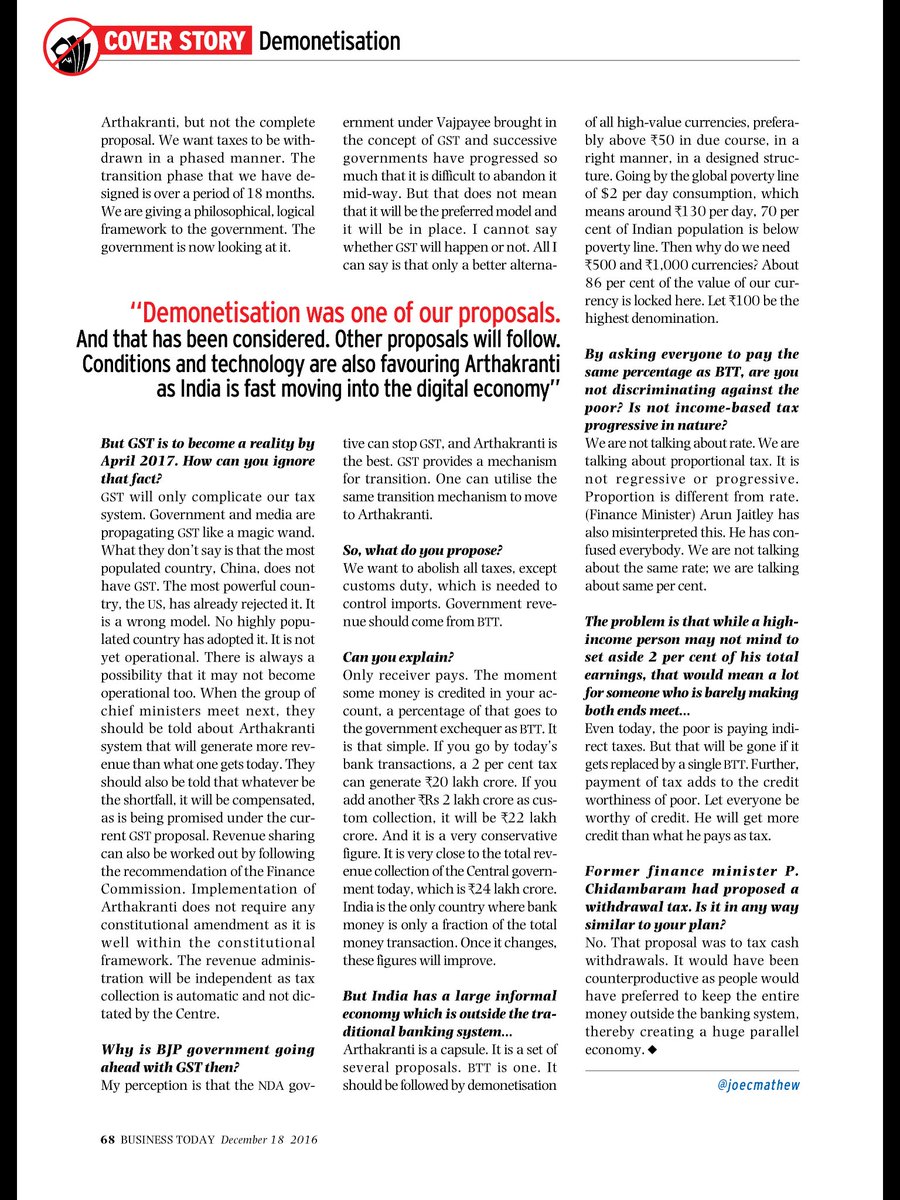 attitude2win's tweet photo. Interview of #AnilBokilji in latest edition of @BT_India. #Arthakranti is the only comprehensive solution !! Do read &amp; share / RT this.. https://t.co/ZeYaSvd5Sj