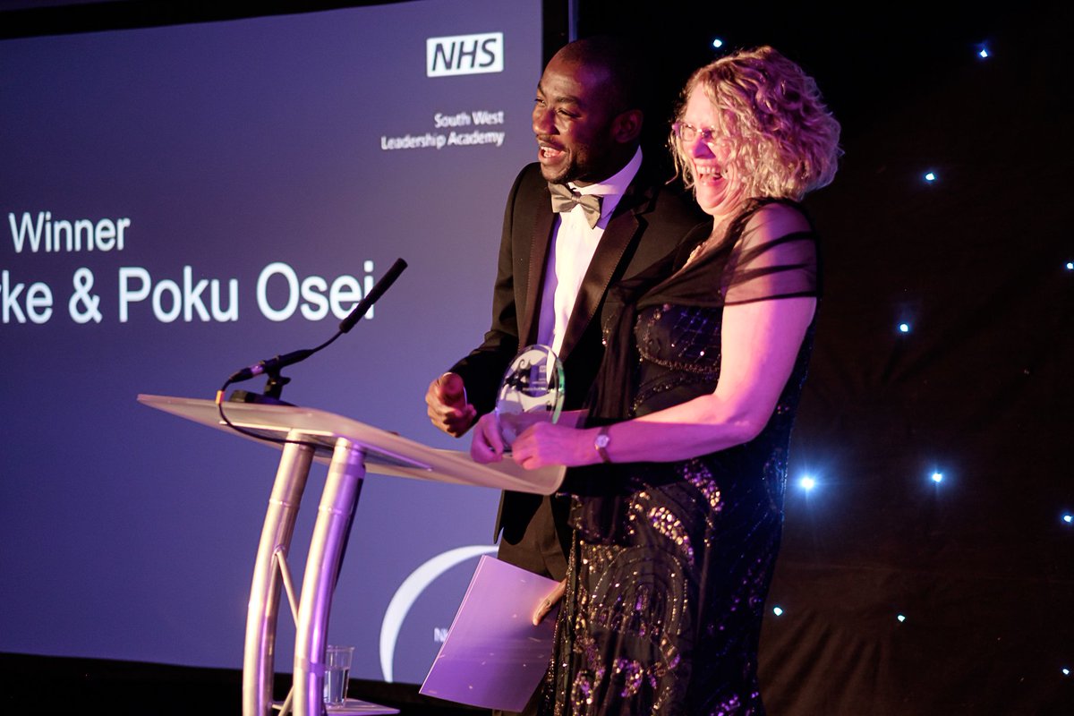NHS_SWLA's tweet photo. #SWLA16 Inclusive Leader Award, our 2016 winners are Julia Clarke & Poku Osei from @BrisComHealth #Congratulations https://t.co/IwQF9fjeon