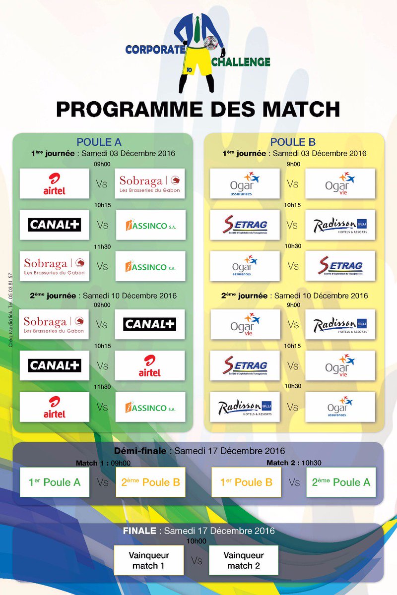 CorporateChall's tweet photo. Le programme des matchs à partir de ce weekend au #BeachClub. #CorporateChallenge #Gabon https://t.co/ZGP3kzza7h