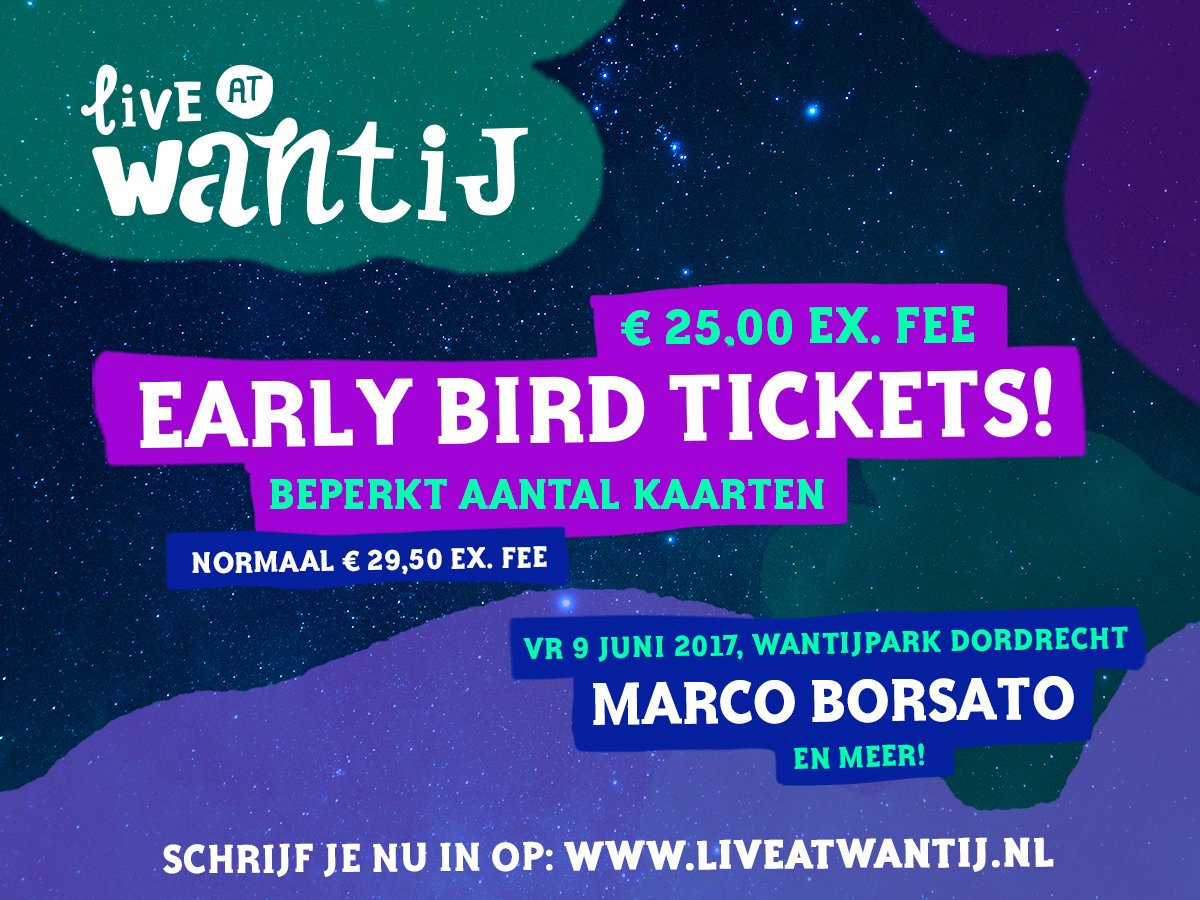 Voor een vriendenprijsje naar #LiveAtWantij met o.a. <a href="/borsato/">Marco Borsato</a>? Beperkt aantal Early Birds, schrijf je snel in!