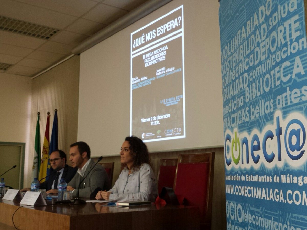 Empezamos la III Mesa Redonda: "Reclutadores de directivos" con @HRCS_SPAIN y @standby_es en <a href="/economicasUMA/">Económicas Málaga</a> #QuéNosEspera?