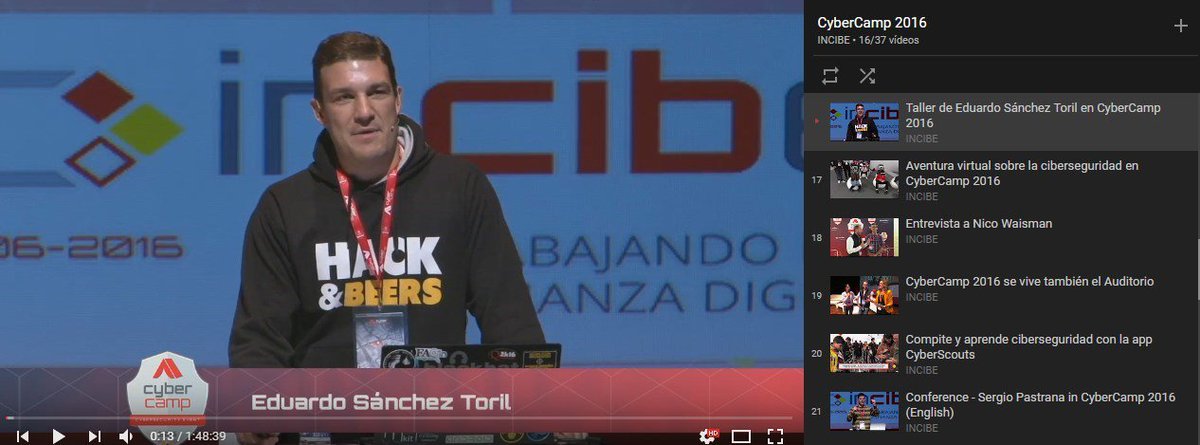 Antoniogestion's tweet photo. Todos los vídeos de #CyberCamp16 se están subiendo a #YouTube y los puedes ver en esta lista de reproducción
https://t.co/fqrwdTI2c3 https://t.co/nykB3Qmcu6