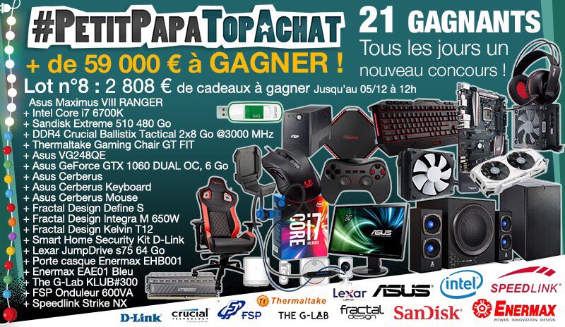 Concours #PetitPapaTopAchat

On lance un nouveau week-end avec le #Lot8 à 2 808 € :)

Pour participer, RT + Follow <a href="/TopAchat/">TopAchat #CyberMonday 🔥</a> !