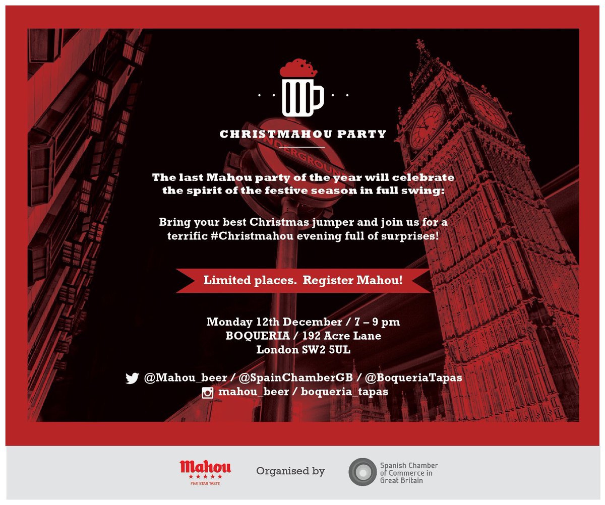 <a href="/Mahou_beer/">Mahou</a> #christmasparty at Boqueria Acre Lane by @SpainChamberGB