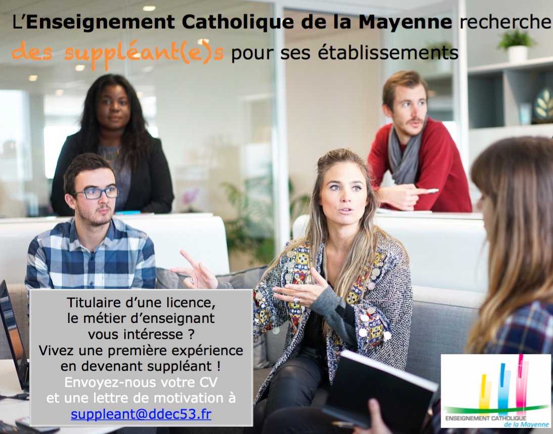 l'EC53 recherche des suppléants pour ses établissements. Envoyez CV &amp; lettre de motivation à suppleant@ddec53.fr