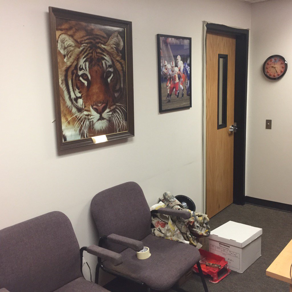 Prepping the walls for a fresh coat of paint this afternoon.  Compliance multi-task Friday. #paintingtheoffice